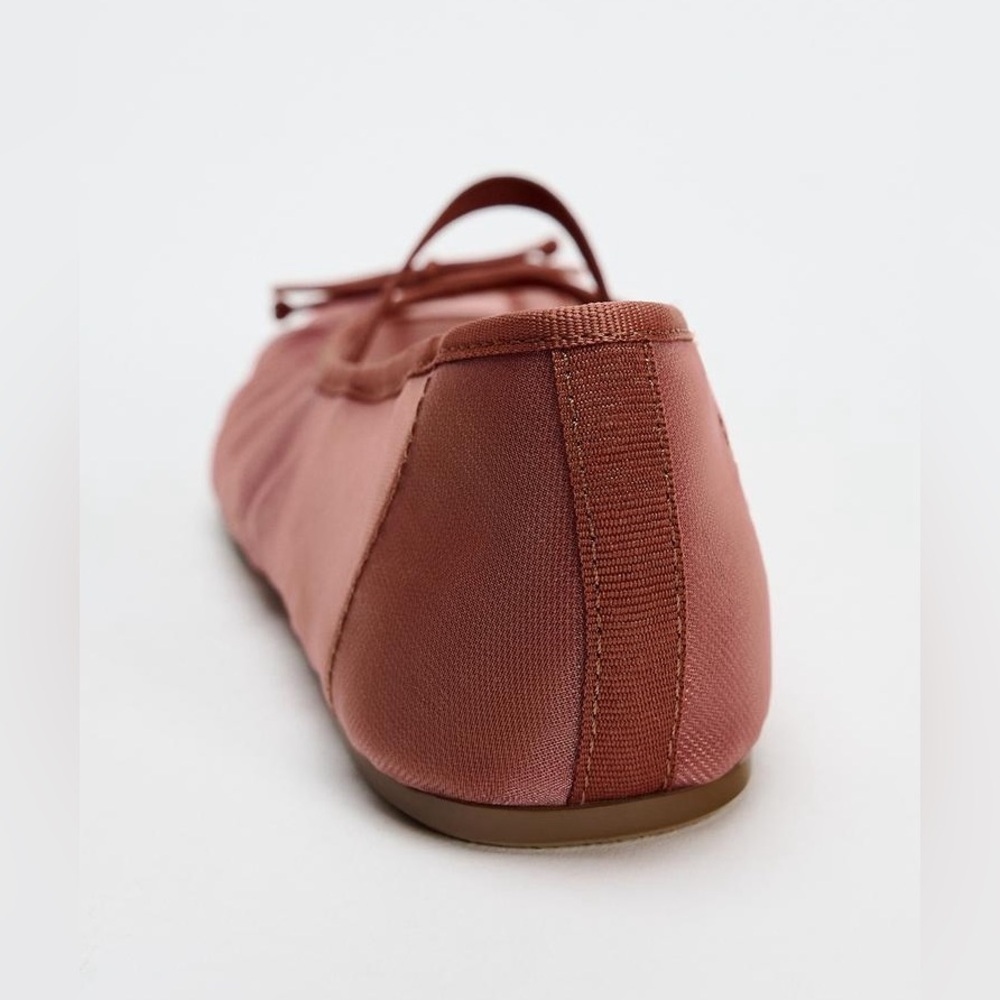 Zara Sheer Mesh Ballet Flats in Dusty Rose - Picture 5 of 8